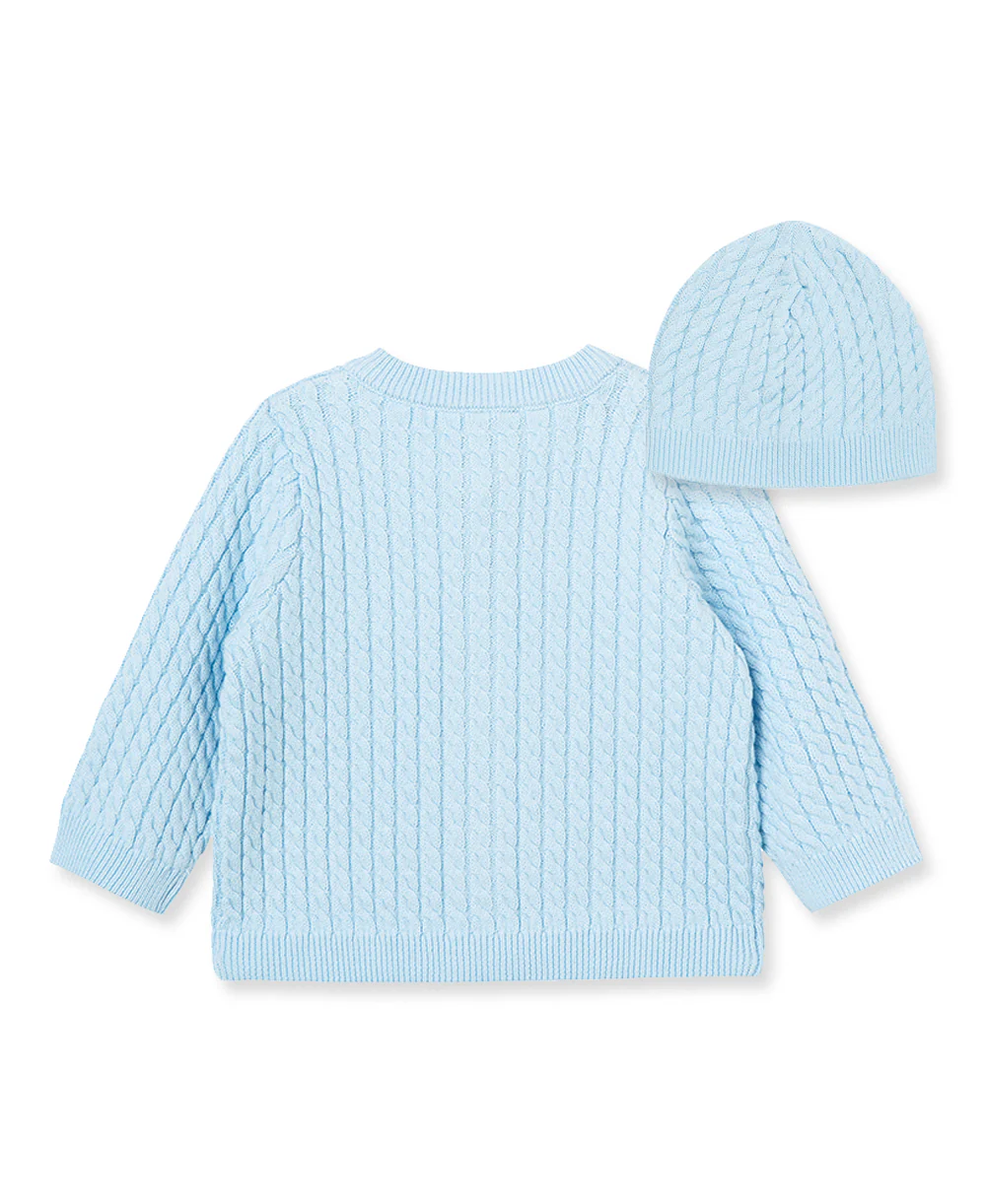Blue Cable Sweater and Hat - Image 5