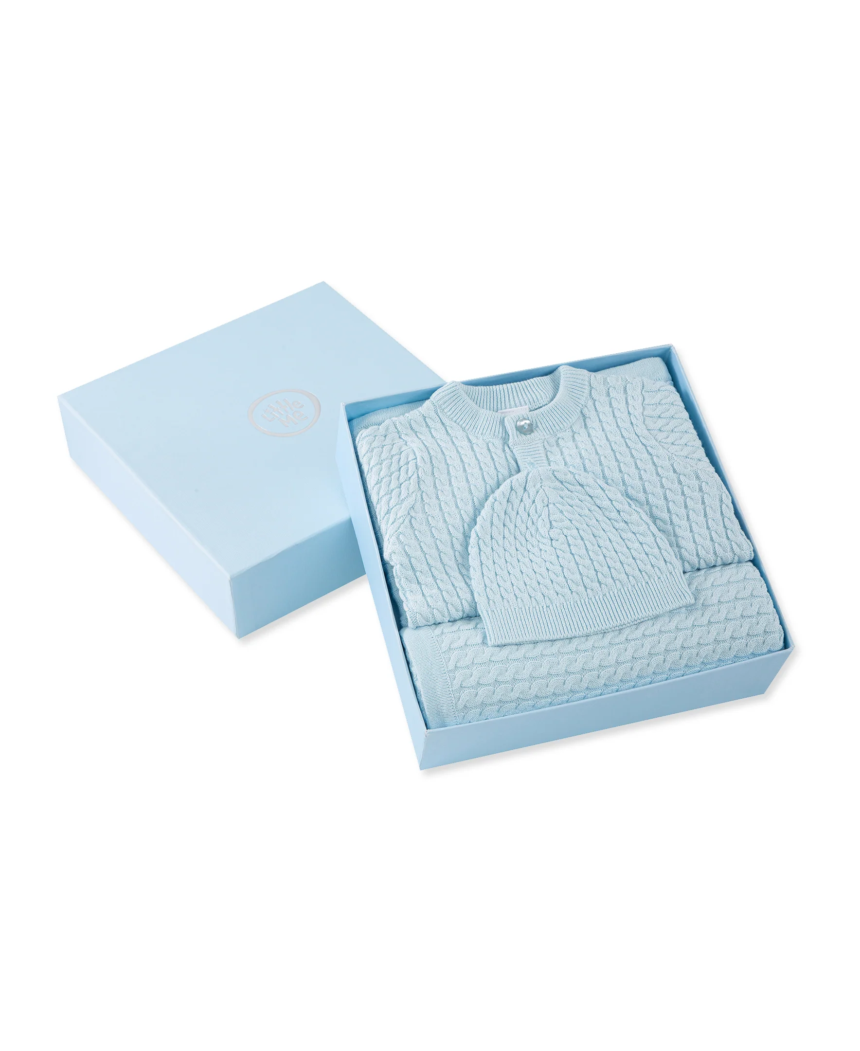 Blue Cable Sweater & Blanket Gift Box - Image 11