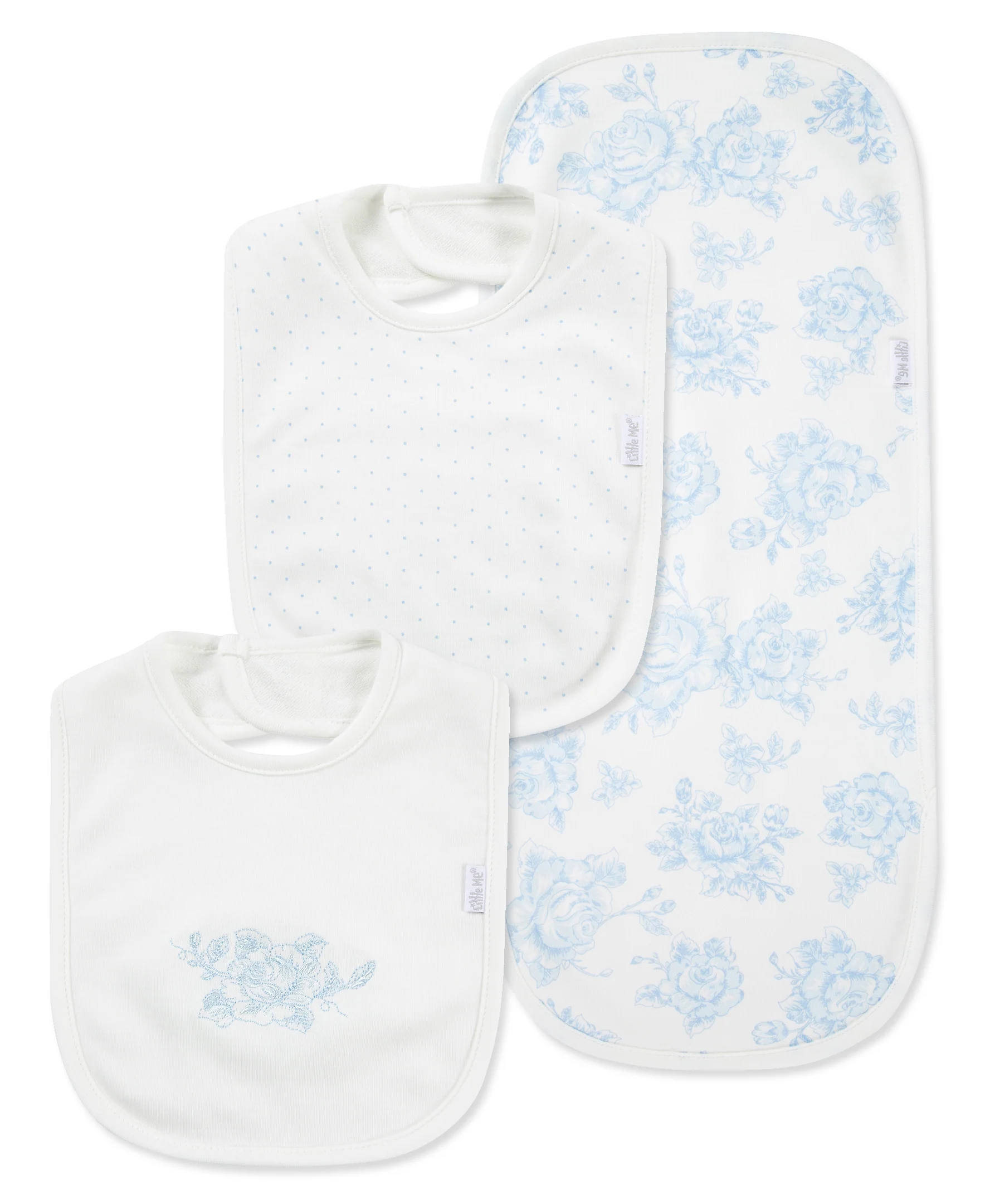 Blue Roses Bib & Burp Set - Image 5