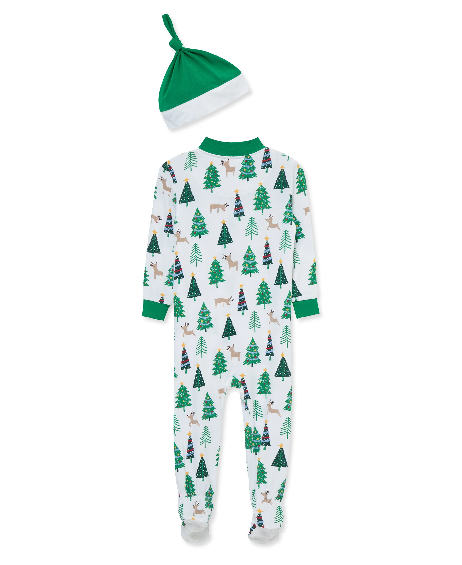 Christmas Tree Non-Slip Zip Footie & Hat (12M-24M) - Image 3