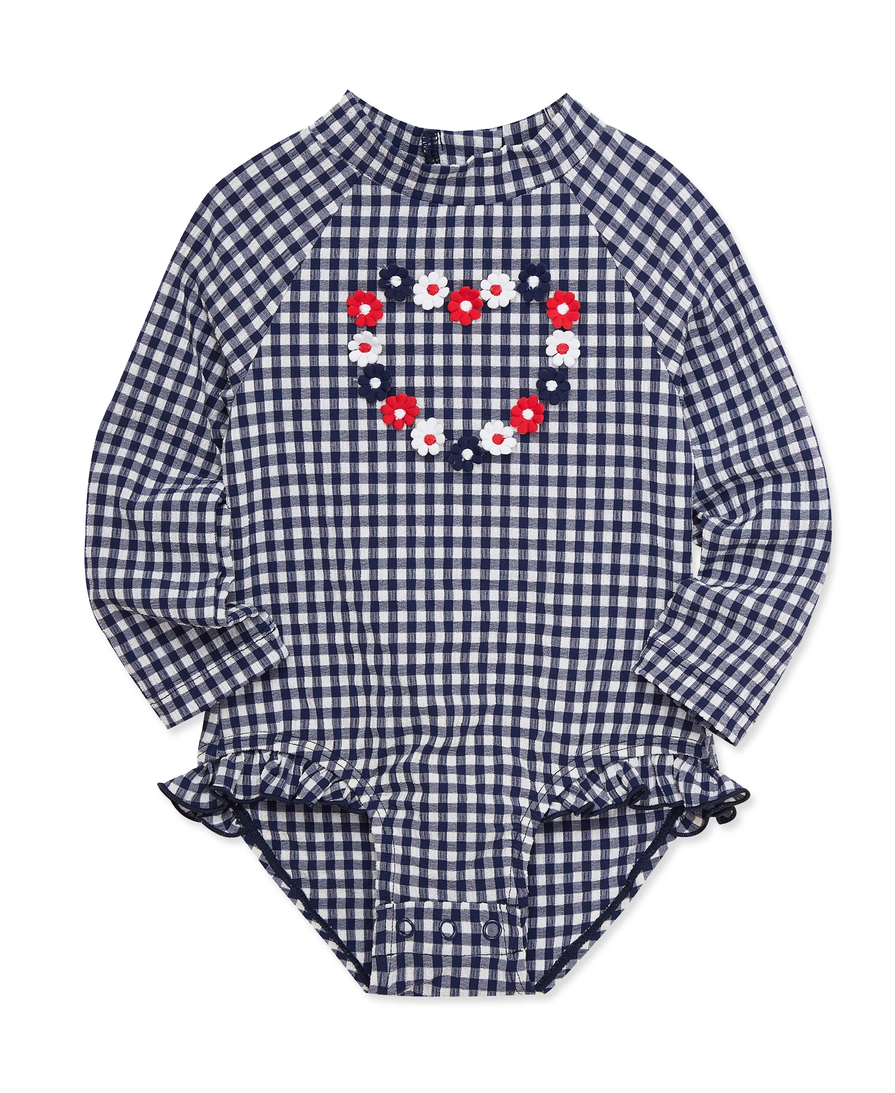 Gingham 1-Piece Rashguard Swimsuit (2T-4T) - Image 5