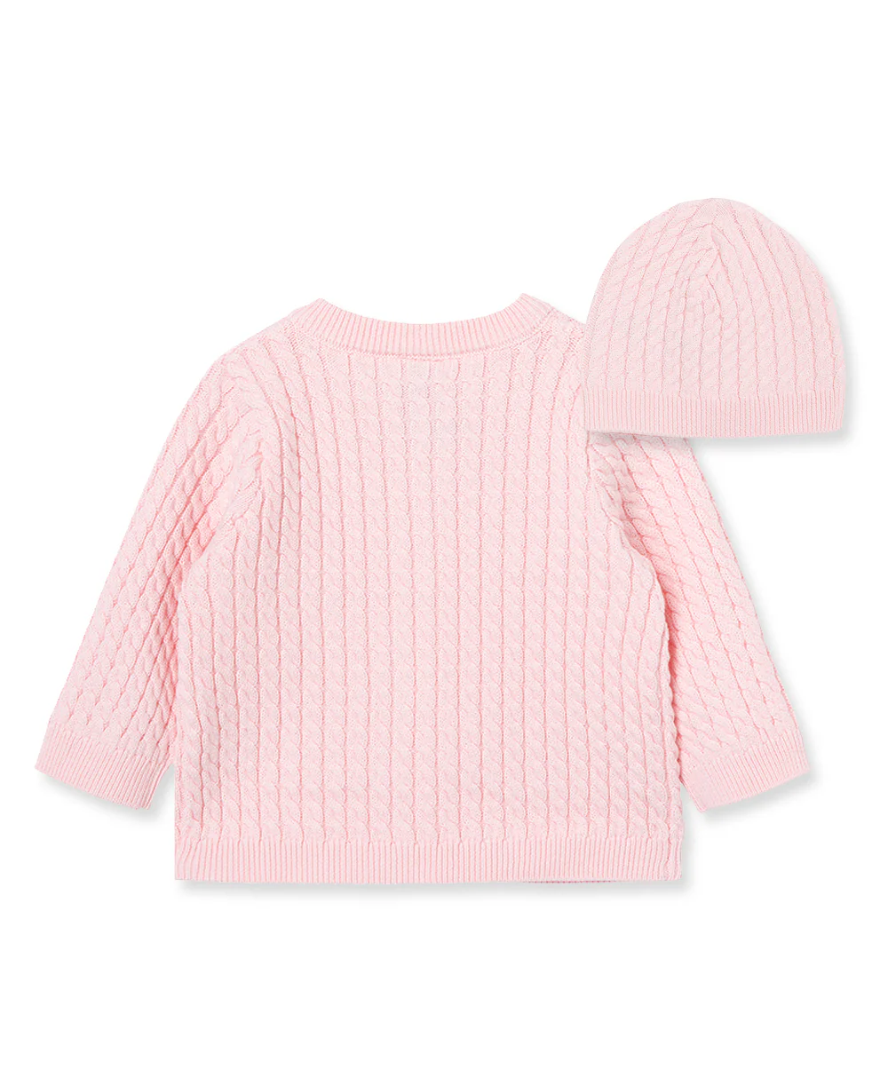 Pink Cable Sweater and Hat - Image 4