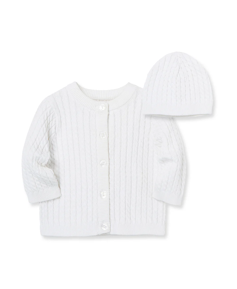 White Cable Sweater and Hat - Image 5